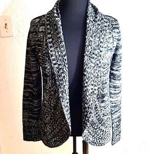 Falls Creek Cardigan, Black & White Tweed,  Size Small